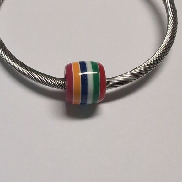 Multicolor Striped Charm for Pandora Style‎ Bracelet - Picture 2 of 4